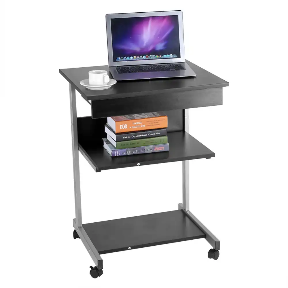 Modern Wooden Rolling Mobile Computer Table Home Workstation - Modern Wooden Rolling Mobile Computer Table Home Workstation