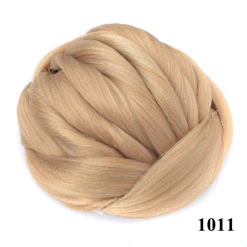 Женские Волосы Bun Clip-in Tail Hair Blonde color Hair Pieces для белого высокотемпературного волокна черный плетеный шиньон леди