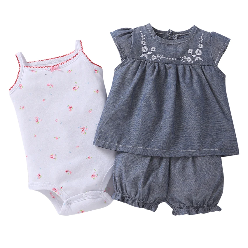 Летние детская одежда для малышки короткий рукав Футболка с цветочным рисунком Топы Корректирующие+ боди шорты для женщин розовый новорожденных наряд - Цвет: Хаки