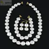 Conjunto de joyería con forma de moneda de 12mm para mujer, caparazón de perla blanca Natural, collar, pulsera, pendientes, conjunto de regalo para fiesta de boda ► Foto 1/6