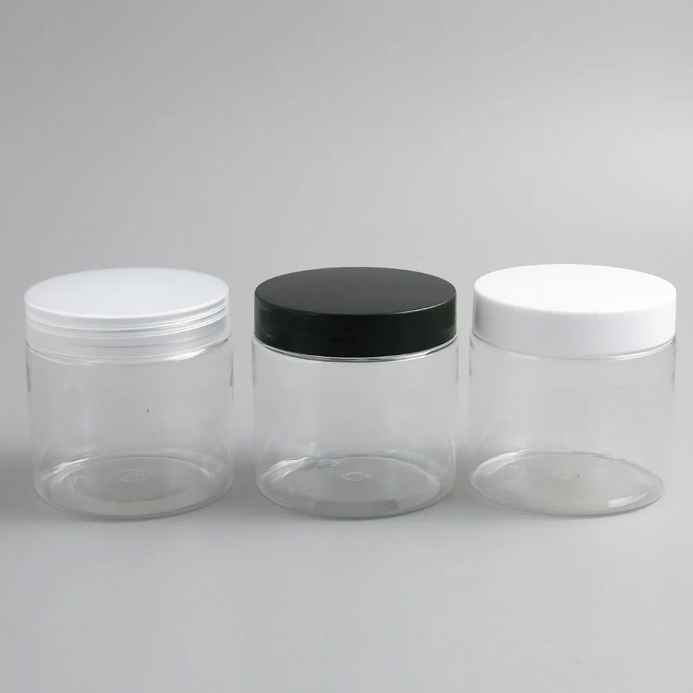 

24 x 200g Empty Clear Cosmetic Cream Containers Cream Jars 200cc 200ml for Cosmetics Packaging Plastic Bottles With Plastic Cap