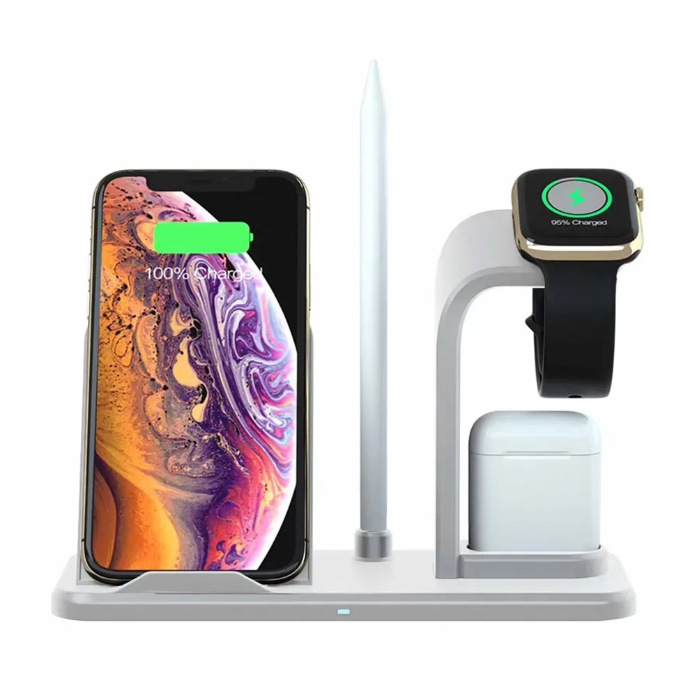 Для iPhone X XS 8 Беспроводной Зарядное устройство Подставка для Apple Watch 4/3/2 Беспроводной AirPods док-станция для зарядки для samsung быстро Зарядное устройство