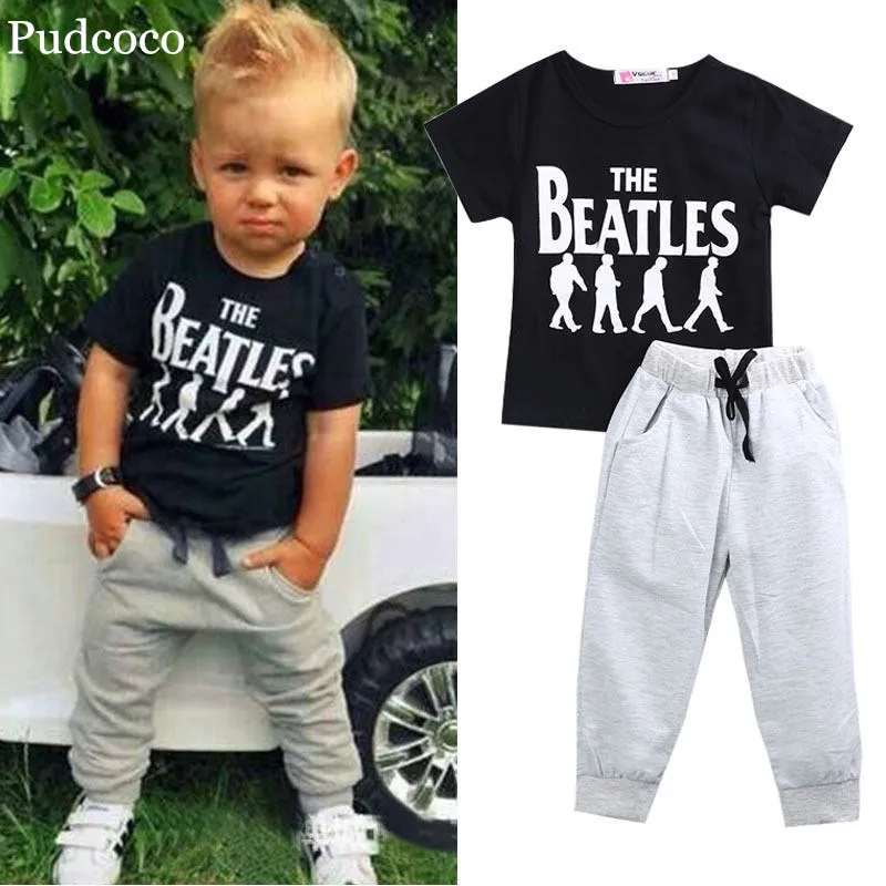 

Fashion 2PCS Causal Kids Baby Boy Clothes T-Shirt+Trousers Sports Pants Outfit 2-6Y
