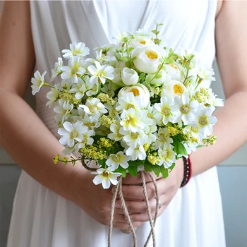 

Silk Pastoral Style Wedding Bouquet Bridesmaid Bouquet Bridal Bouquet Artificial Flowers for Wedding Christmas Party