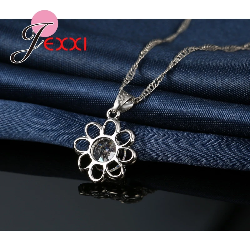 Модное блестящее ожерелье с подвеской из серебра и 925 пробы фианитом|necklace