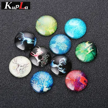 

Mixed Luminescence Animal Deer Pattern Glass Cabochons 20mm & 25mm Round Glass Cabochons Pendant Cabochons Settings