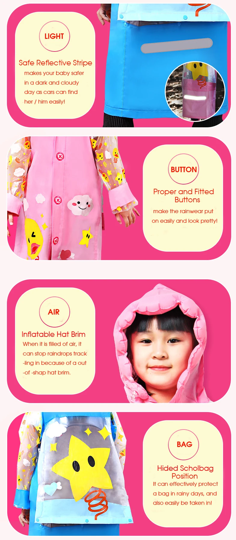 Kids Cartoon Bag Raincoats 15