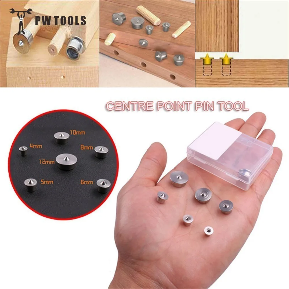 

6pcs Woodworking Dowel Centre Point Pin Set 4/5/6/8/10/12mm Dowel Tenon Center Set Transfer Plugs Wood Drill Power Accessories