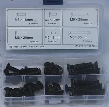 

Flat Head Socket Cap Screw M6 Qty 48 pcs Assortment Kit M6*8mm to M6*35mm 6kinds