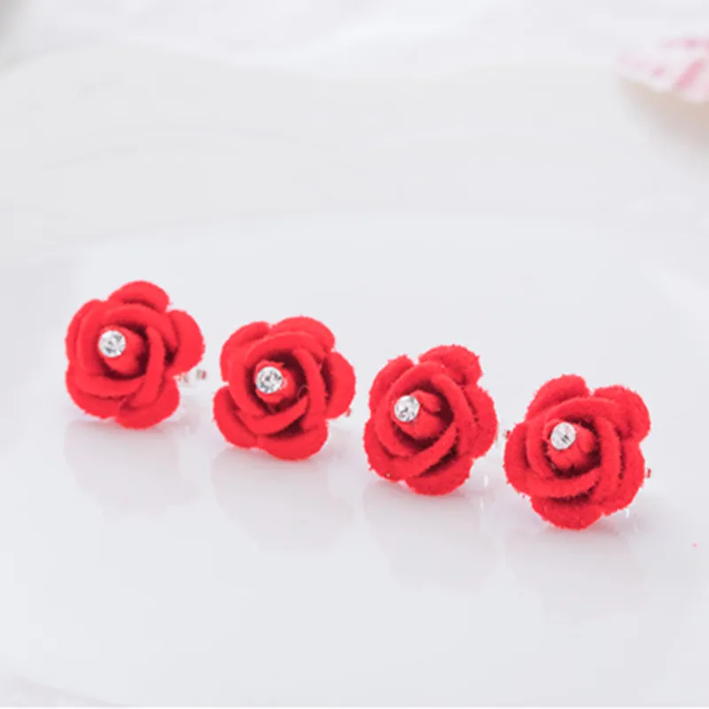 

120pcs Red Rose Flower Twists Spins Hair Pins Hair Claw Hair Clip