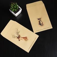 50 шт./компл. бумажные конверты винтажный коричневый шаблон милый олень мини окно свадебные приглашения конверт/открытка Подарочный конверт