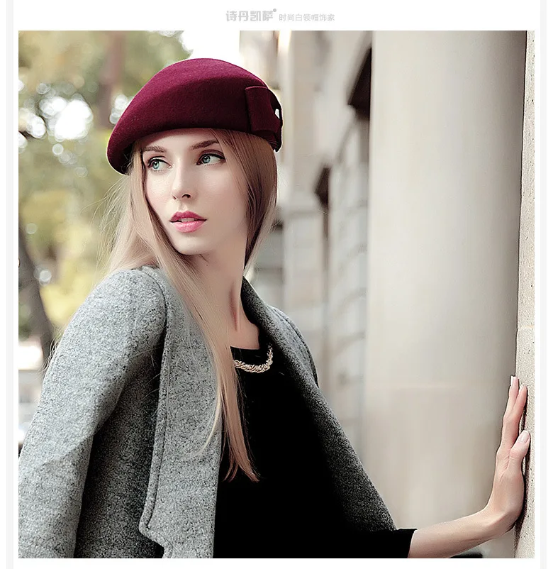 2018 Autumn And Winter Female Painter Hat Warm Woolen Hat Hat Lady Stewardess Hat Beret Fashion Hat ACD18 (8)