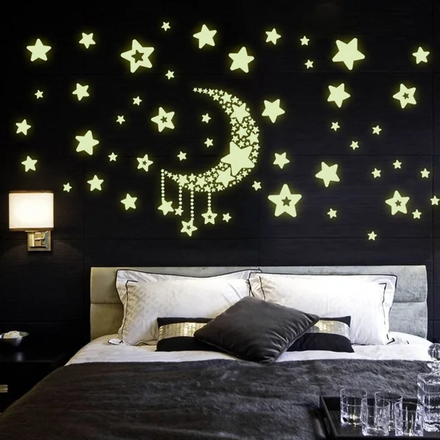Stars Home Decor My Web Value Wall Stickers Home Decor Stars Moon Night Sky Noctilucence Glow In The Dark For Kids Rooms