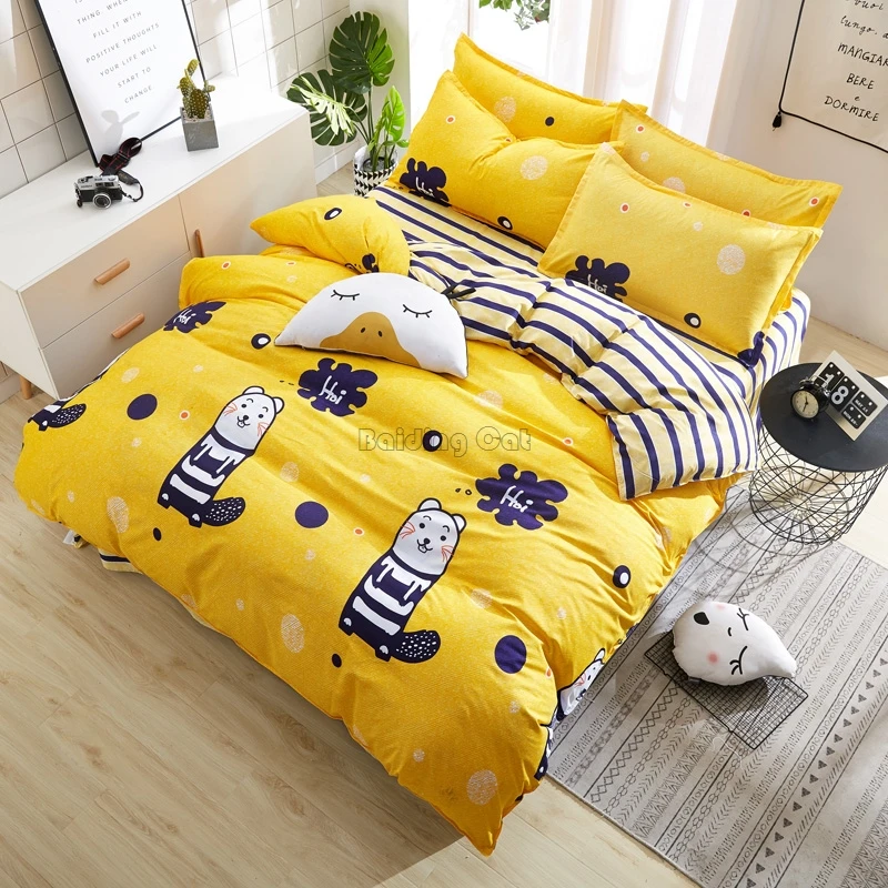 

Kawaii Cartoon Yellow Gophers Printed Bedding Set 3/4pcs Adult Kids Polyester Cotton Bed Linen Duvet Cover Bed Sheet Pillowcases