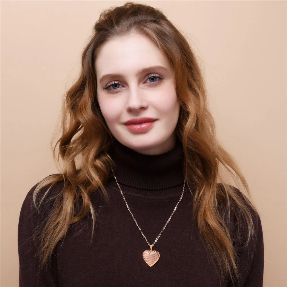 U7 Heart Necklace Pendant Photo Locket Frame Memory Jewelry Rolo Chain 22