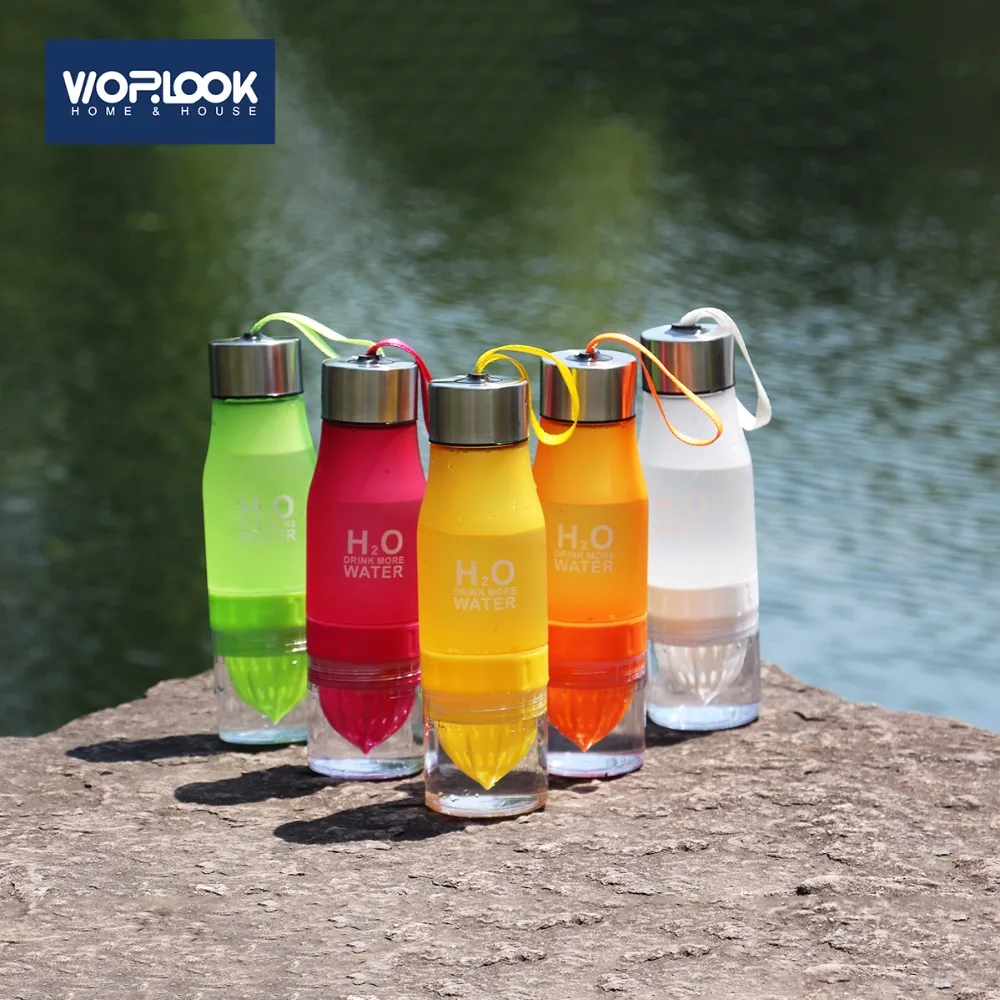 

650ml Colorful Creative Frosted Lemon Cup Portable Outdoor Sports Plastic Kettle Student Kids Fruit Infusion Tea Water Bottle