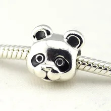 Подходит Pandora бусины браслеты мирной панды талисманы с черной эмалью 925 пробы серебряные ювелирные изделия