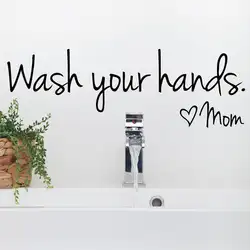 AsyPets ванная комната мыть руки Любовь Мама водостойкая Настенная Наклейка Искусство Наклейка для дом, ванная, Туалет настенный Декор-25