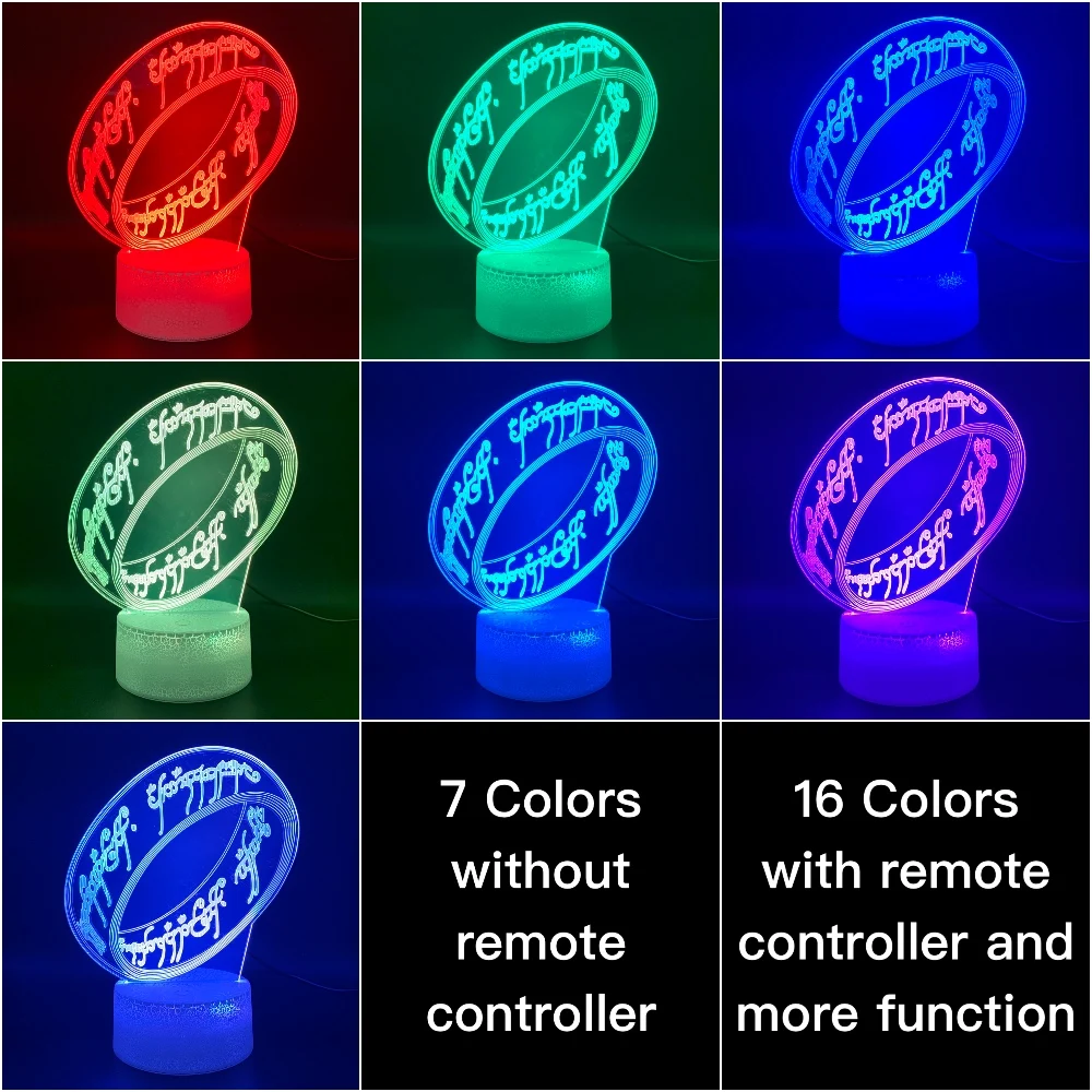 Новинка светильник Властелин колец офисный домашний декор атмосфера для детей Детская спальня Уникальный 3d оптический светодиодный ночной Светильник