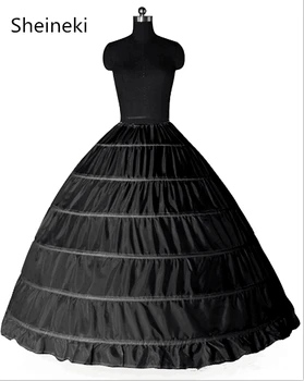 

enaguas novia White Black 6 Hoops Petticoat Crinoline Slip Underskirt Ball Gown Wedding Dresses anagua de vestido de noiva jupon