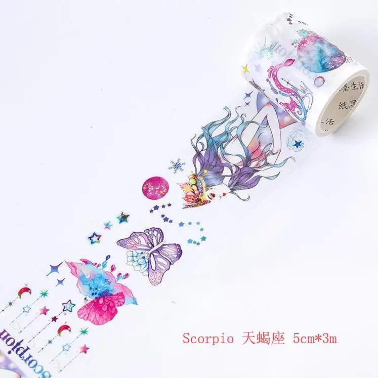 

5cm Glittering Dream beauty sticker 12 constellation Decoration Washi Tape DIY Planner Scrapbooking Sticker Masking Tape Escolar