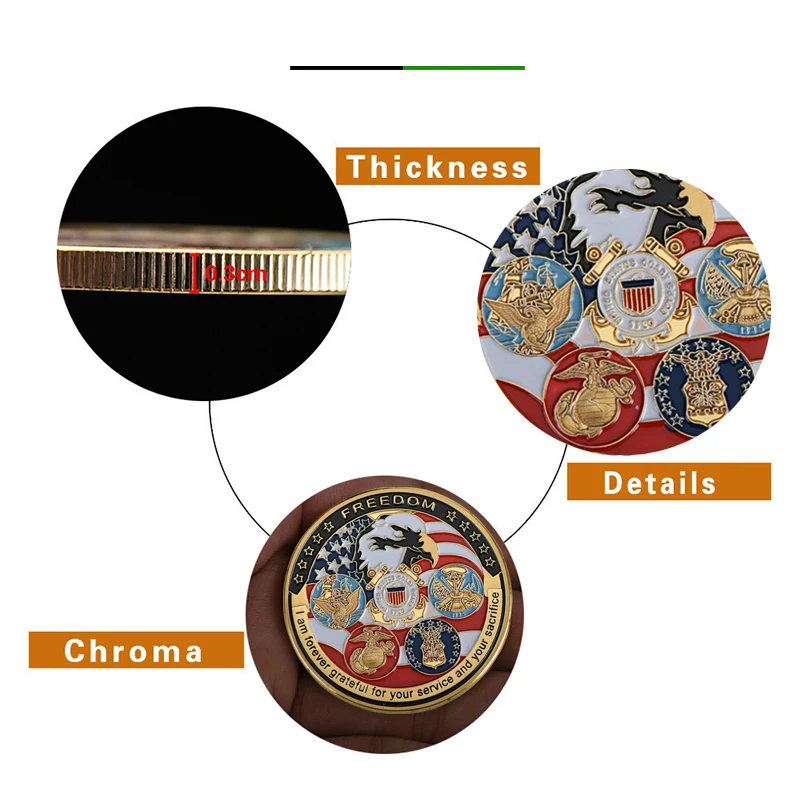 10 шт./партия, США | Freedom американский Орел | Военная позолоченная наградная монета