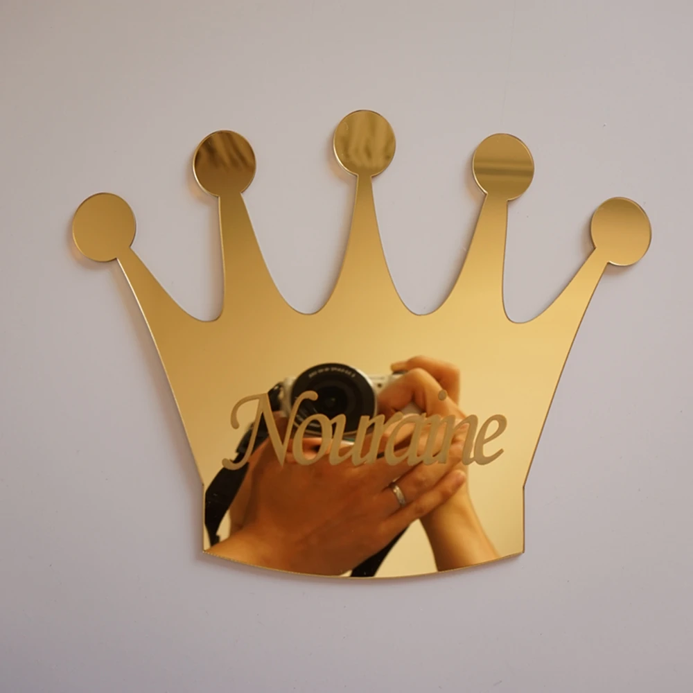 

Custom Mirrored Crown Acrylic Mirror Sticker with Glue Customized Birthday Decoration GIft For Kid's DIY Room