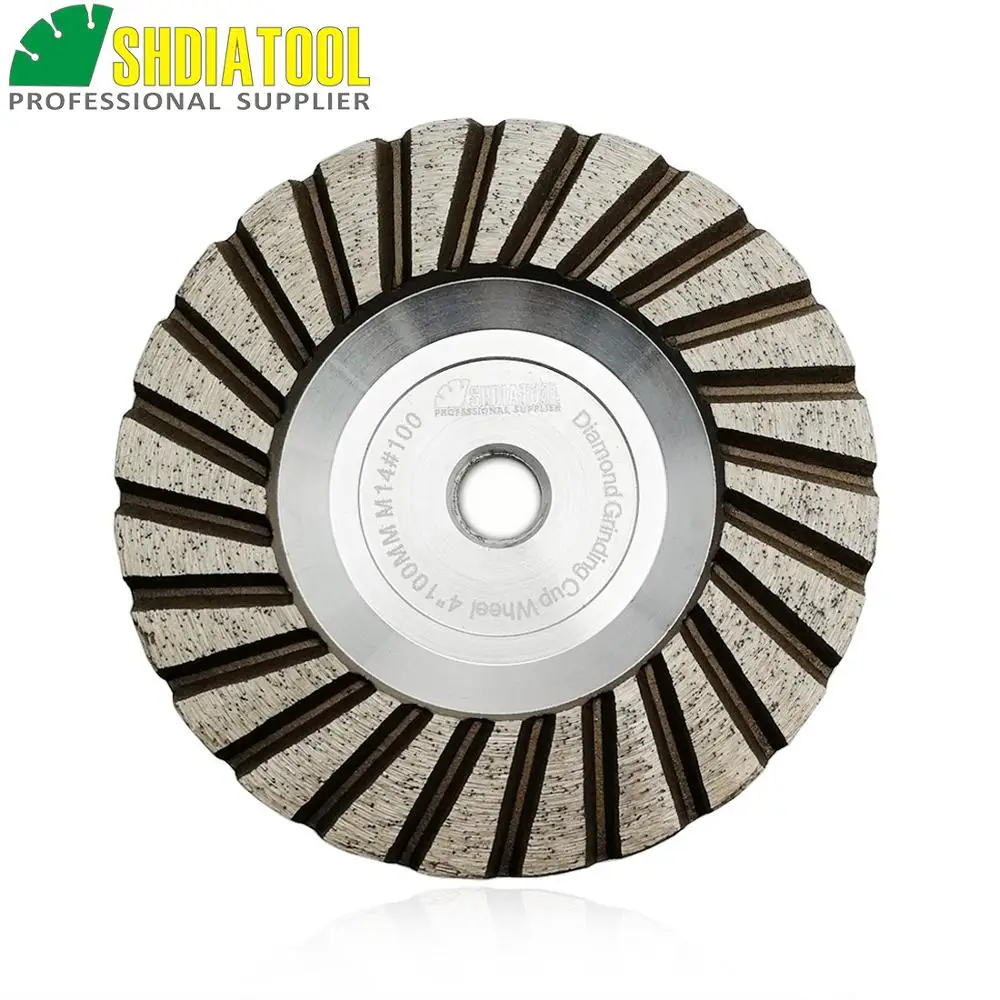 M14 Thread Dia 4"/100mm Aluminum Based Diamond Grinding Cup Wheel #100 Grinding Disc Granite marble Diamond Wheel SHDIATOOL 2pcs