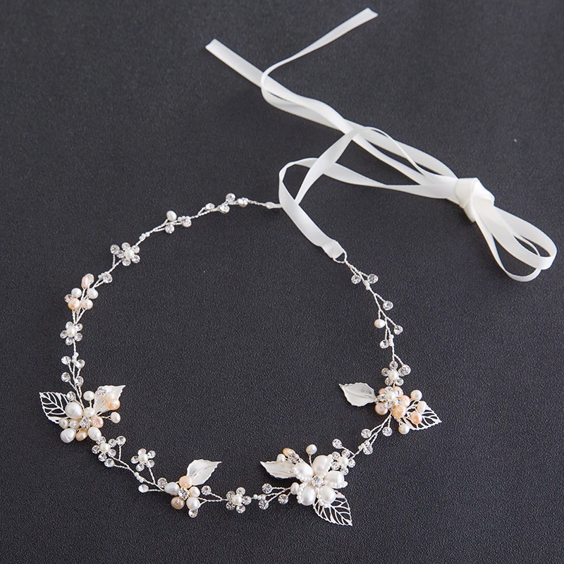 

Fashion Silver Freshwater Pearls Headbands for Women Bridal Hair Accessories Handmade Crystal Hair Jewelry Wedding Headpiece