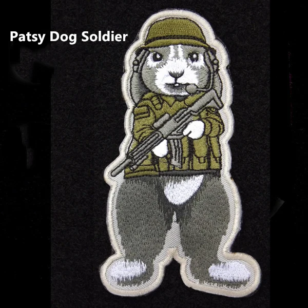 양면 수 놓은 패치 고양이 똥 한 전술 장 Pach Patsy 개 군인 Portaski 토끼 벨크로 팩 군사 배지
