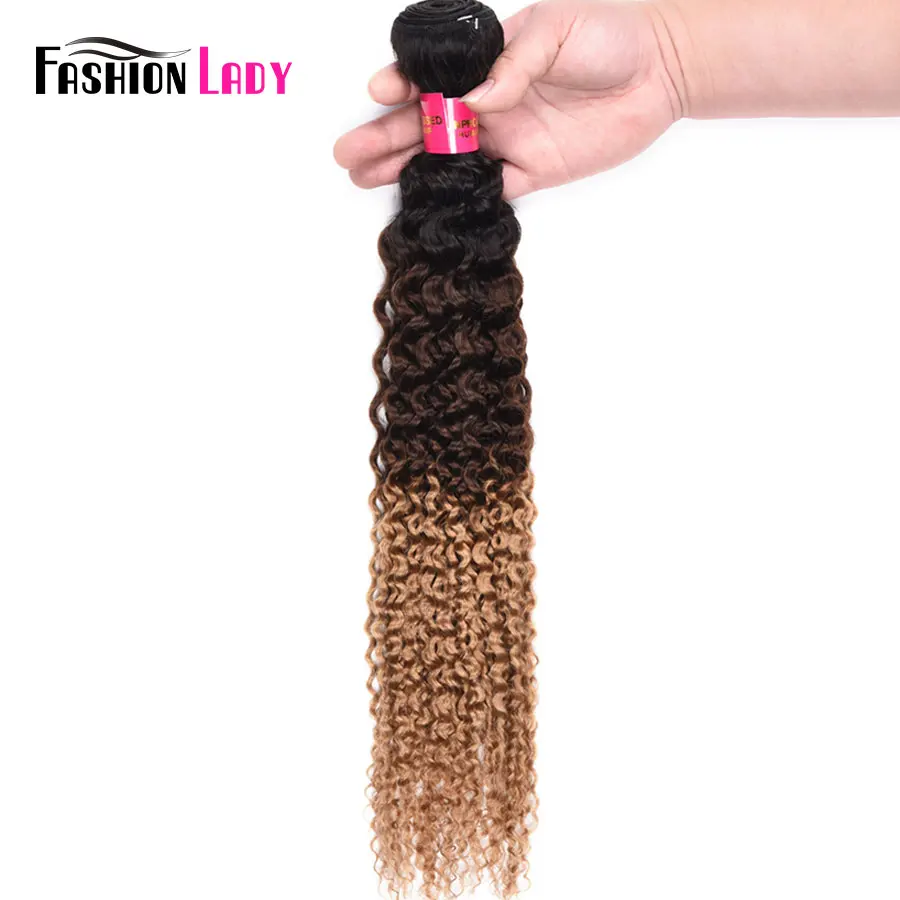 Fashion Lady Pre-Colored Brazilian Hair Weave Bundles Ombre 1b/4/27 Kinky Curl Human Hair Blonde Weave Bundles 1 Piece Non-remy