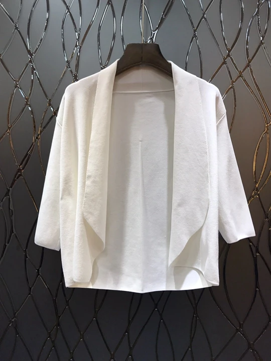 Women's suit lapel long sleeve solid color cardigan top |