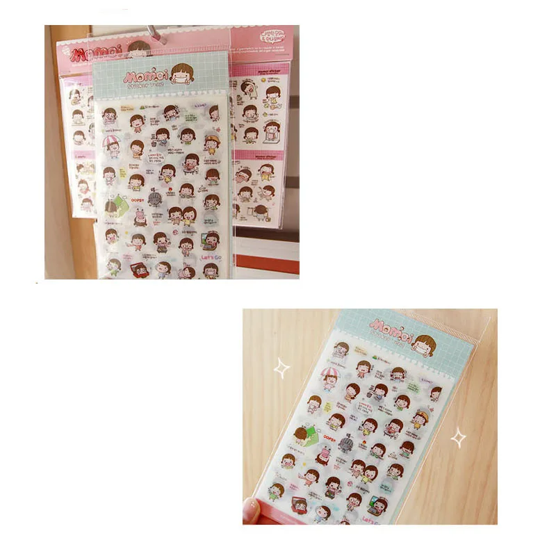 

6Sheet/Lot lovely Girl New Transparent Diary Face Sticker Decorative Stickers