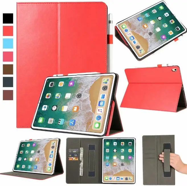 Для Aple iPad Pro 1"() умный чехол из натуральной кожи чехол для планшета для нового iPad Pro 11-дюймовый держатель для рук подставка+ протектор экрана - Цвет: ZP IPDpro11 hong