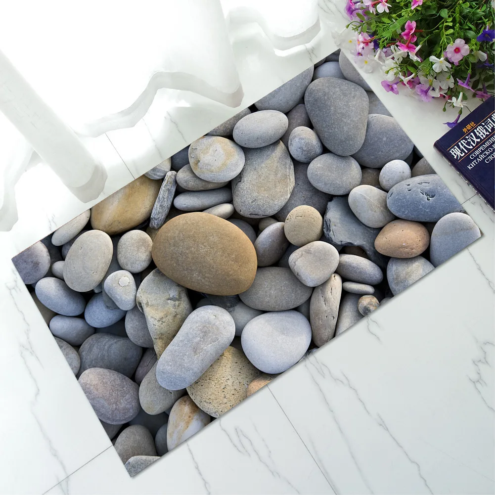  Zeegle 3D Stone Printed Foot Mat For Hallway Anti-slip Bathroom Doormats Floor Carpet Water Proof K