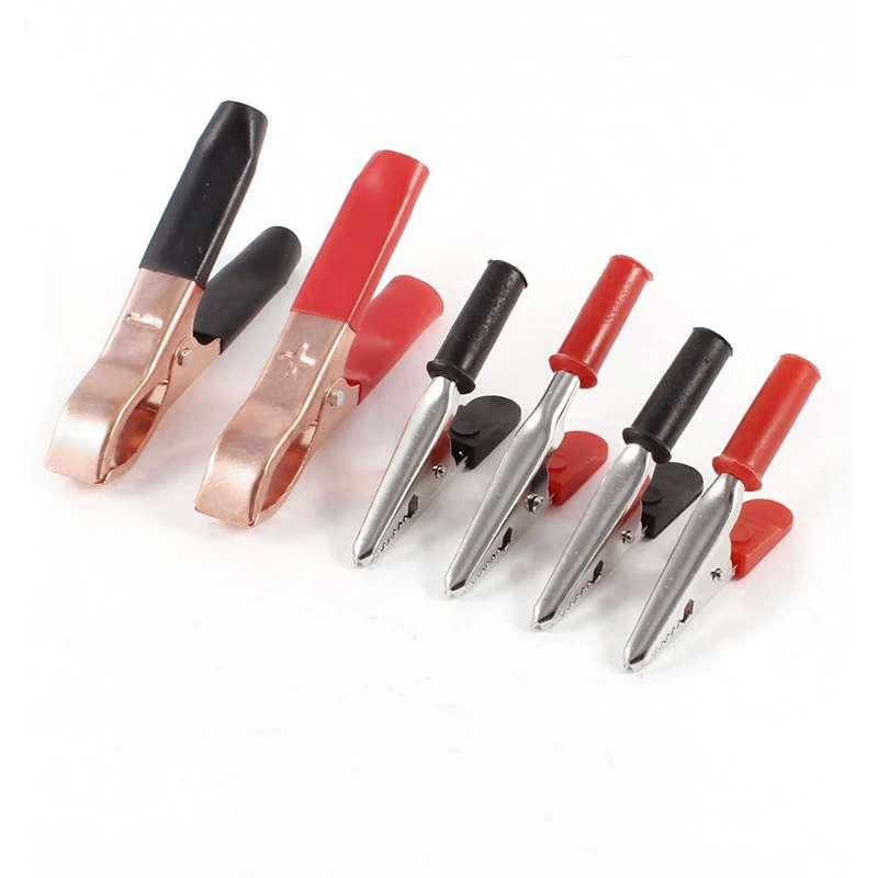 New Style 6 Pcs Insulated Crocodile Alligator Clips Clamps 52mm for