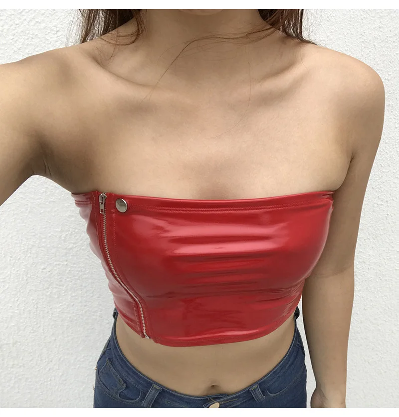 Sexy Women PVC Leather Lingerie Bodysuits Latex Lingerie Sets Zipper Corset Fashion Hot Nightclub Latex Pole Dance Catsuit Red (6)