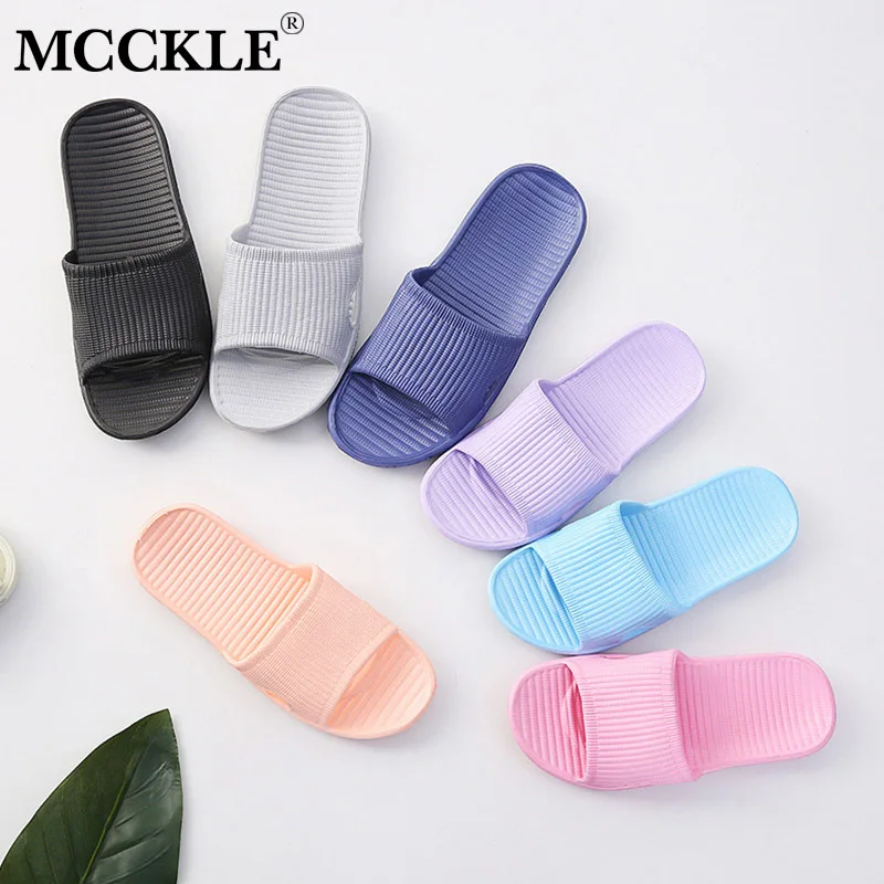 

MCCKLE Men & Women Slippers Summer Fashion Flip Flops Flat Slides High Quality Soft Rubber Bathroom Slippers Drop Shipping