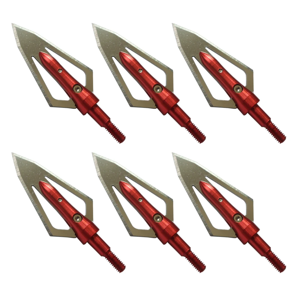 6Pcs Steel Flat Broadheads 100 Grain Screw Thread 0.9" Cut Archery Arrowheadsin Bow & Arrow