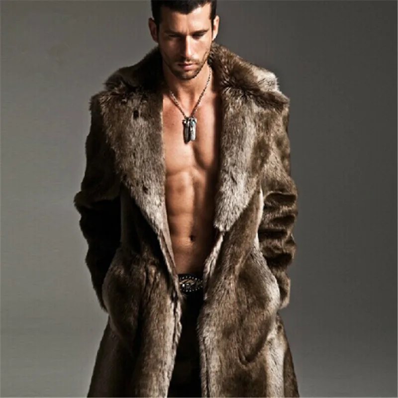 Buy 2017 Winter Men Coat Faux Mink Fur Coat Thick Long