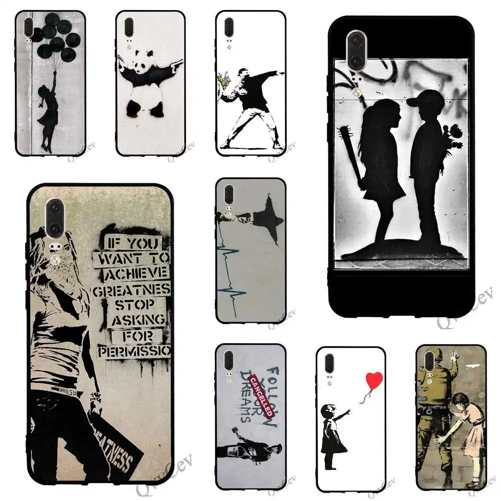 

Shockproof Banksy Graffiti Phone Cover for Huawei Mate 20 Pro Case 10 P8 P20 P10 P9 Lite Mini P Smart Cases
