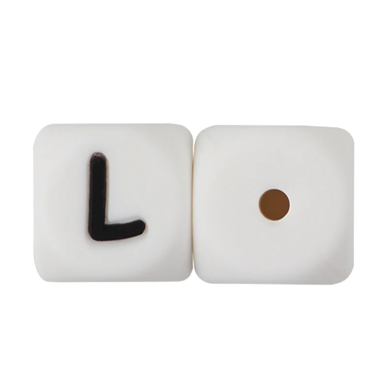 Joepada 12 мм 10 шт. силиконовые бусины буквы детские зубные кольца в серт имя на соска цепи зажимы жевательный алфавит игрушка для малышей - Цвет: L