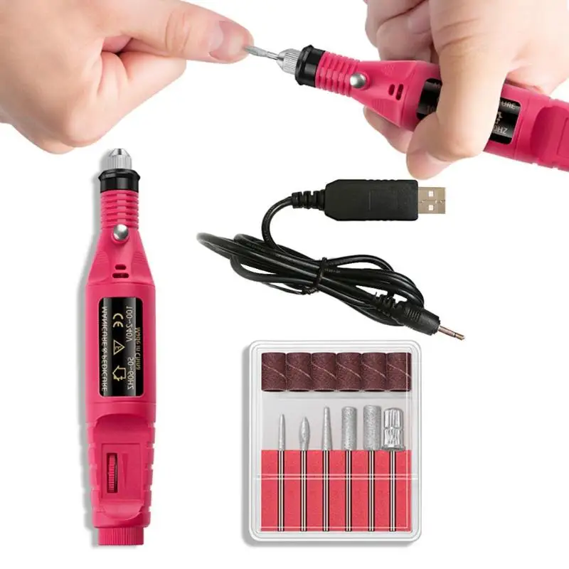 

1 Set Professional Nail Drill Machine Polish Grinding Nail Art Manicure Exfoliating Nail Art Tool With 6pcs Grinding Head