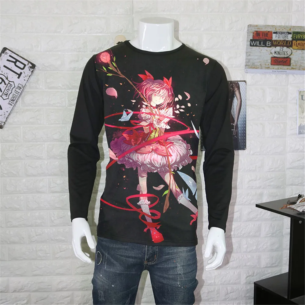 Косплей Аниме топы унисекс футболка Puella Magi Madoka Magica с коротким рукавом мультяшная