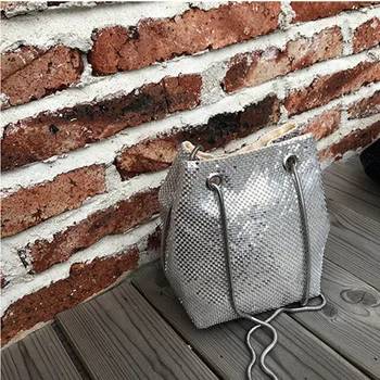 

Bags for women 2018 aluminum mini bucket bag sequins small magnetic buckle women's bag new single shoulder Messenger bag 164