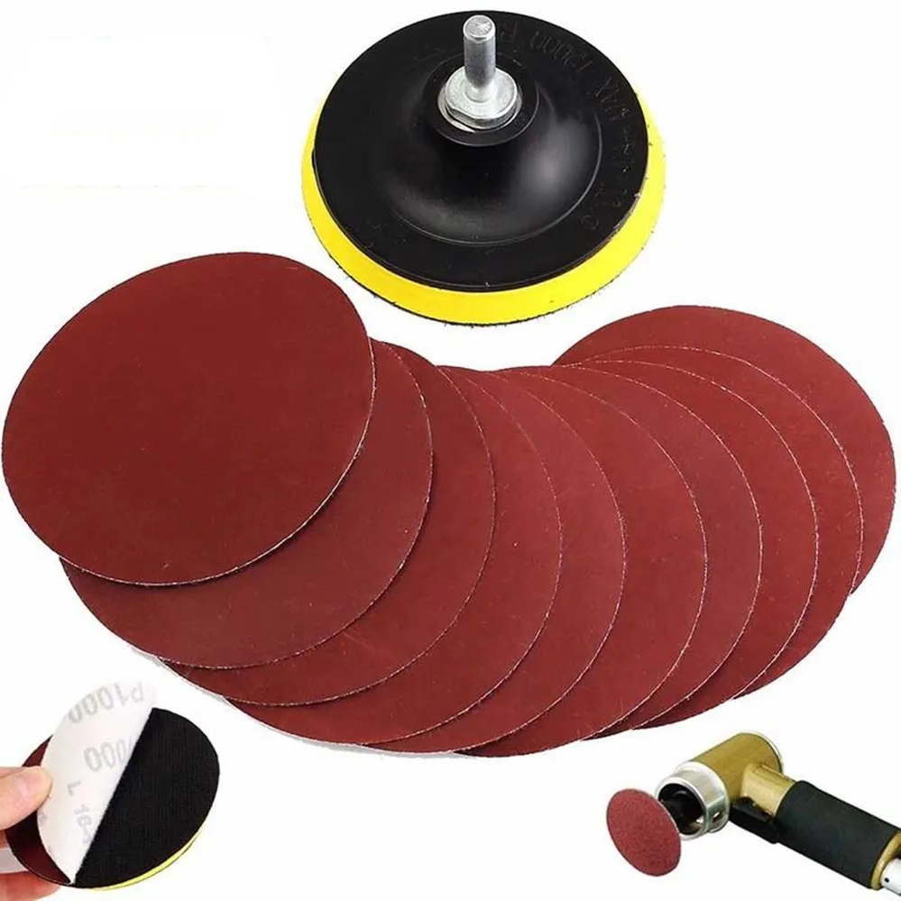 10Pcs/Set Polishing Pad Sanding Disc Sander 1000 Grits 4 inch Hook Loop Sanding Backer Pad + Shank Kit Cleaning Tool