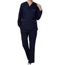 [Комплект] Женский комплект с цветными блокирующими скрабами(топ+ штаны)/медицинская униформа для кормления с длинными рукавами