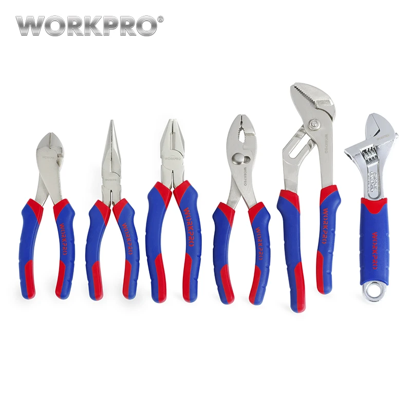 Koop WORKPRO 6 st Thuis Tool Set Tang Set Joint Tang Diagnoal Tangen Waterpomp Tang Verstelbare moersleutel