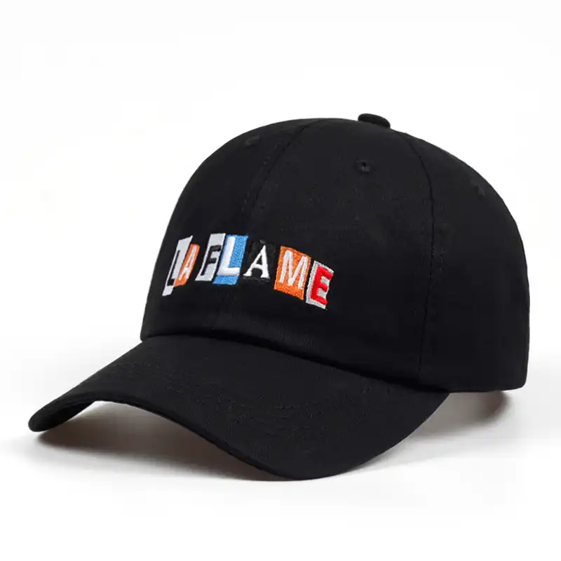 Flame Embroidery Dad Hat Baseball Cap Unconstructed Cotton Vintage