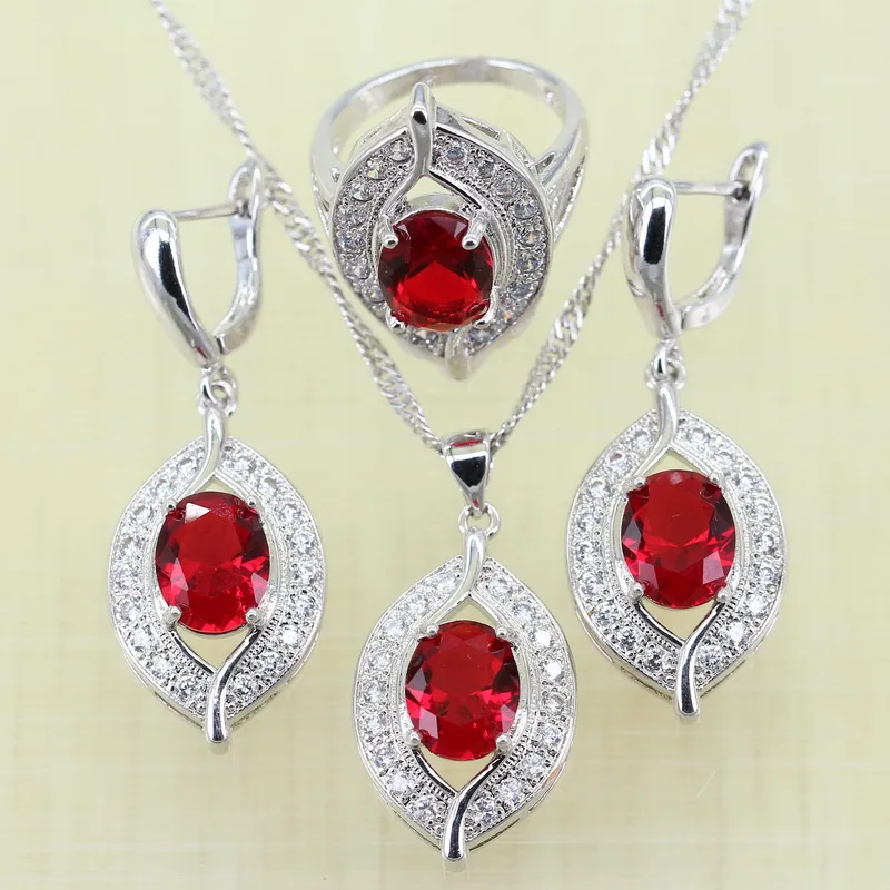 Reginababy Silver color Red created Jewelry Sets Women Wedding